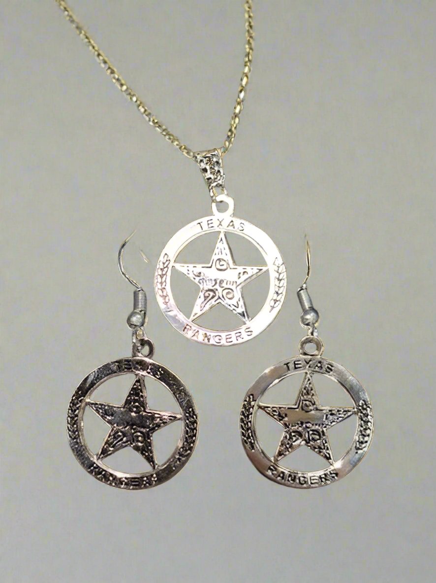 Texas Ranger Earring and Necklace set