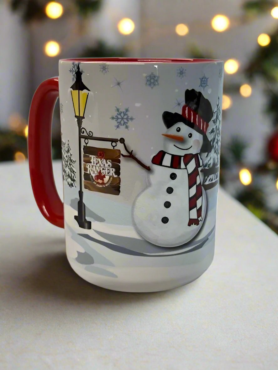 Texas Ranger Snowman Mug