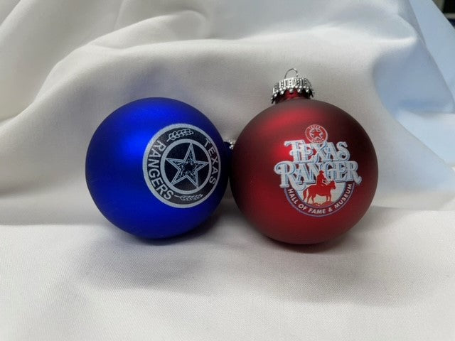 Texas Ranger glass ornaments (2 pack)