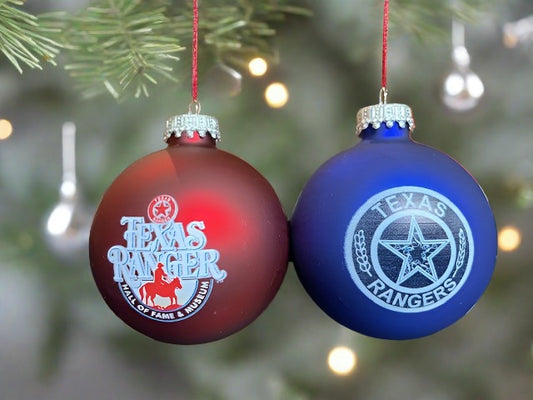 Texas Ranger glass ornaments (2 pack)