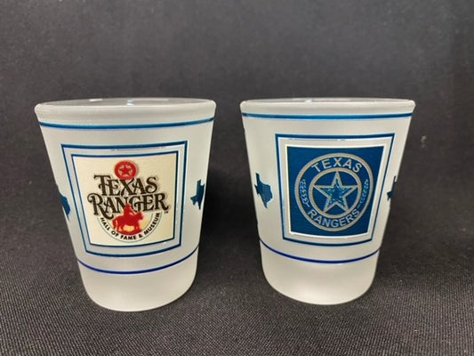 Frosted Shot Glass with Texas Ranger logo